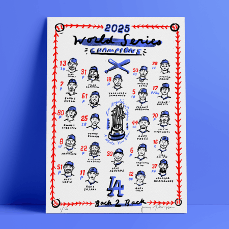 Dodgers 2025 Back 2 Back World Champs (12" x 16" Giclee Print)